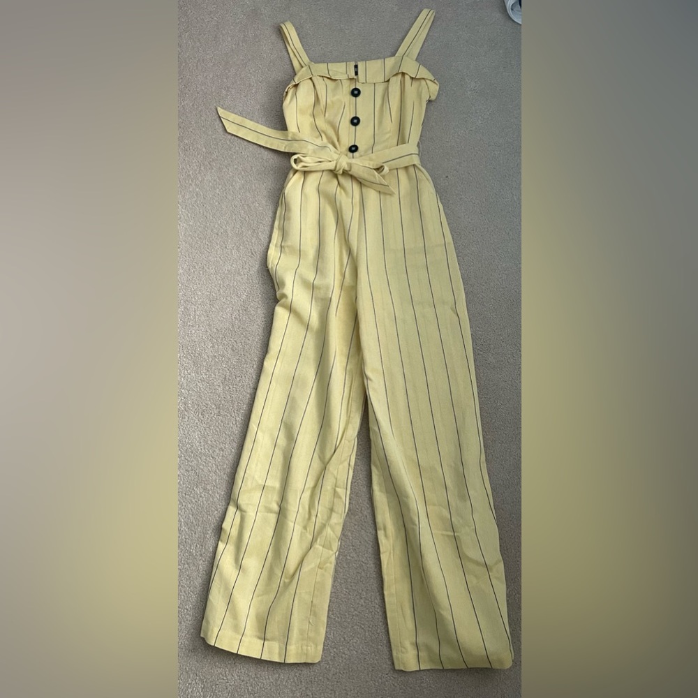 GB Gianni Bini Yellow with Black Striped Jumpsuit